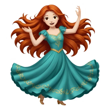 Excited long haired redhead dancing sticker