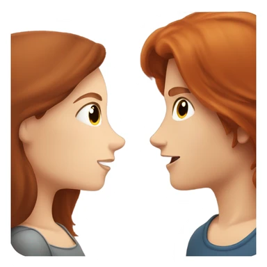 Redhead girl kissing brunette boy  sticker