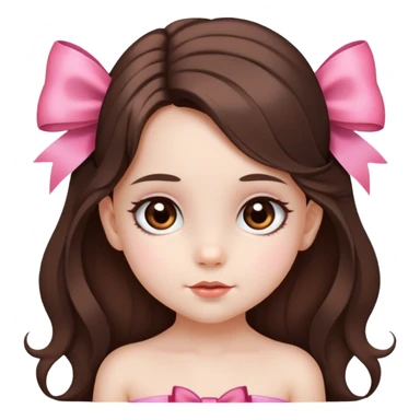 Una niña de 6 años, muy bonita, de piel blanca, con cabello largo y lazo coquette, con ojos marrones  sticker