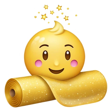 simple composition of a sparkle emoji in foreground with only a roll of patterned fabric behind it, nothing else sticker