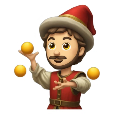 medieval juggler juggling 4 balls over them sticker