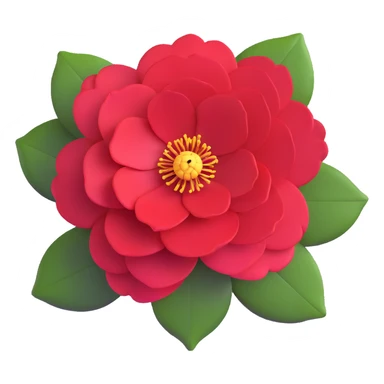 minimalist red camellia with just five layered petals sticker