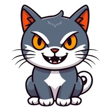 mad cat with fiery eyes and showing teeth sticker