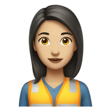 woman, civil engineer, dark hair, dark eyes, light skin, straight hair, blue and yellow colors sticker