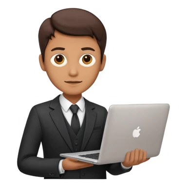 A DEVELOPER WITH A laptop, USING FORMAL CLOTHES sticker