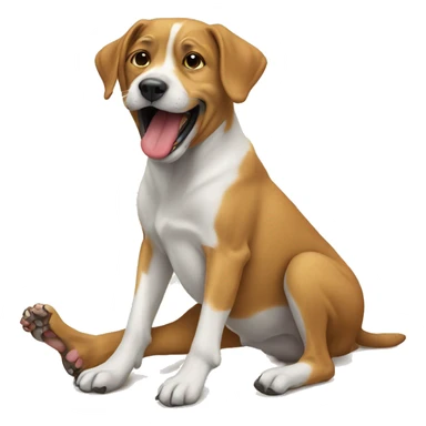 dog licking feet sticker