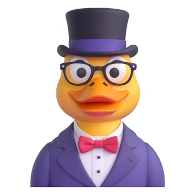 Dagobert Duck (Scrooge McDuck) emoji with top hat, glasses, cheerful wealthy expression sticker