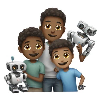 3 boys playing with robots sticker