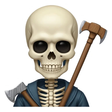 Una cara de esqueleto con una acha sticker