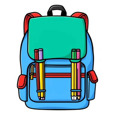 colorful school backpack with books and pencils sticker