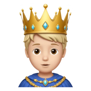 Royal Kid boy with fancy crown head 3d only face sticker