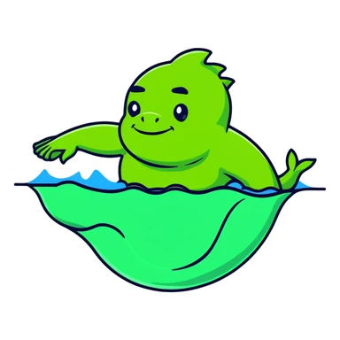 Green Shrekodil (mix of Shrek and crocodile) swimming breaststroke in a puddle sticker