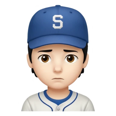 Gere um menino de cabelos preto e boné pro lado com feição séria sticker