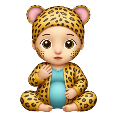 human baby with leopard patterned clothes sticker