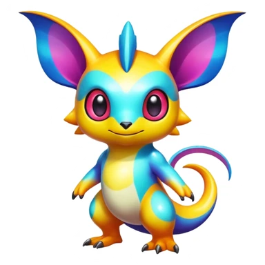 Exotic shiny rare multi-colored epic cute Fakémon-creature, full body, with random markings sticker