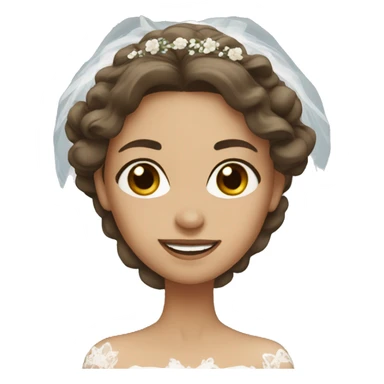 bride with brown long hair, brown eyes sticker