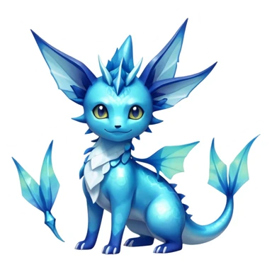 Shiny Exotic Colorful Vaporeon-Glaceon-Amaura-Aurorus-Fakémon-hybrid-creature (full body)  sticker