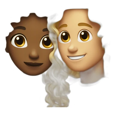blonde guy with long hair loves black girl with curly long hair sticker