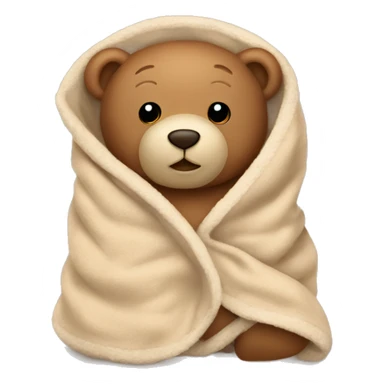 teddy bear in a beige blanket sticker