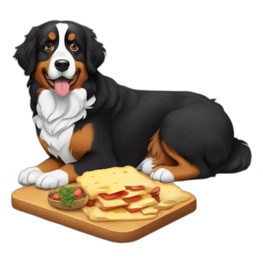 bernese mountain dog eating swiss raclette sticker