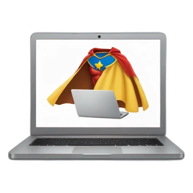 laptop with a super hero cape sticker