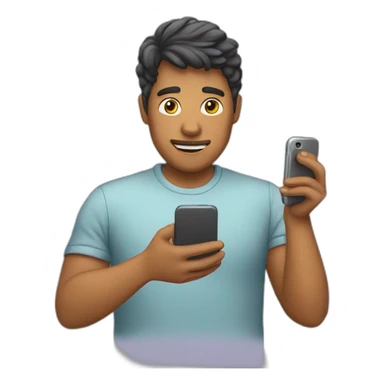 person scrolling through phone sticker