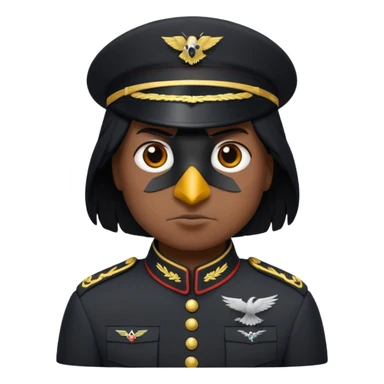 eine kleiner schwarzer rabe im military stil, normale emoji gesten sticker