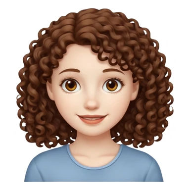 pale girl with medium brown curly hair, white skin and brown eyes   sticker
