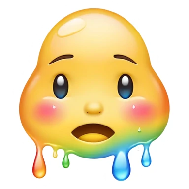 classic yellow crying face emoji with rainbow-colored tears sticker