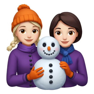 Virginia Poe and Maria Clemm building a snowman sticker