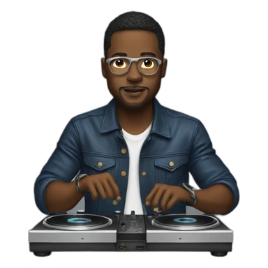 dj with 4 turntables sticker