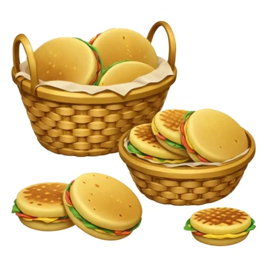 two baskets, one filled with money, another with colombian arepas sticker