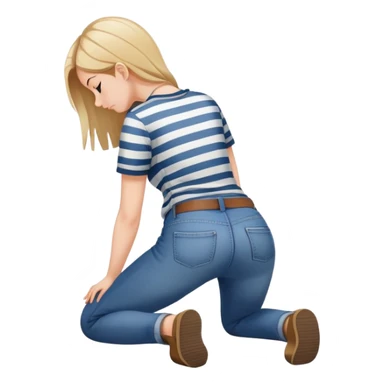girl in jeans and striped shirt kneeling on the ground seen from behind sticker