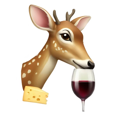 deer drinking from a glass of wine and eating cheese sticker