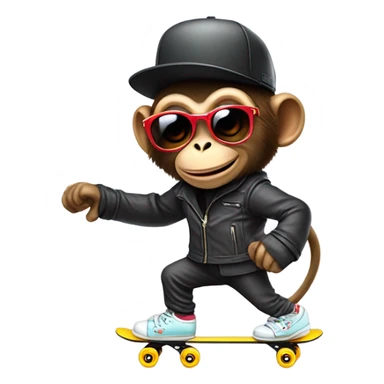monkey roller skating with cool outfit sticker