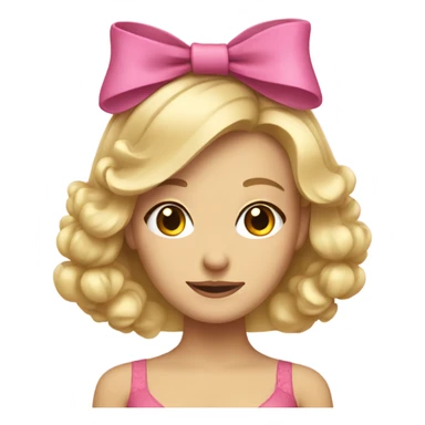 Blonde lady with bow in hair looking cute  sticker