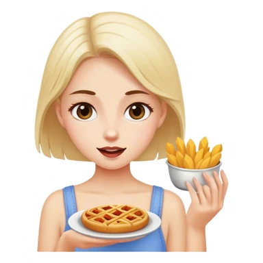 A girl getting food sticker
