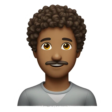 Boy with curly brown hair and freckles and small beard and mustache  sticker