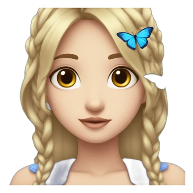 Un. Una mariposa con alas azules y hermosa aparición de anime. sticker