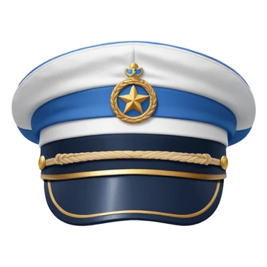 white captain hat with blue circle closeup alone sticker
