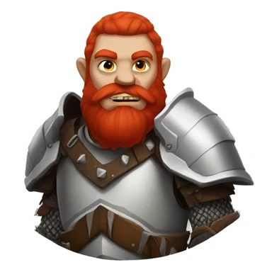 orc red beard with heavy white armor fantasy sticker