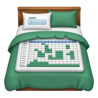 duvet with excel spreadsheet sticker