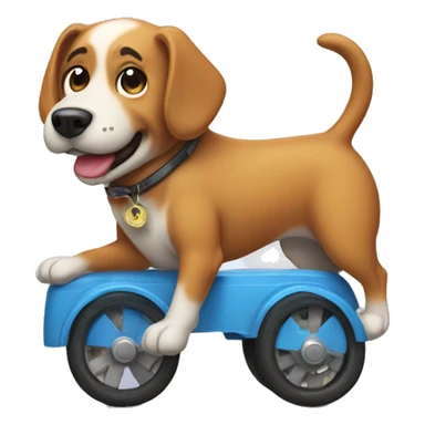 Dog on wheels farting sticker