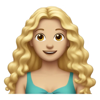 White woman, long hair, blonde hair, wavy hair, birthday sticker
