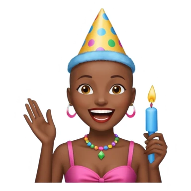 Classic mustang dark women with shaved head sing happy birthday sticker