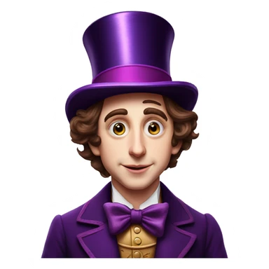 older Timothée Chalamet as Willy Wonka, high cheek bones, large face, hat sticker