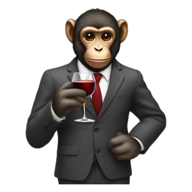 Monkey in a suit with a glass of wine sticker