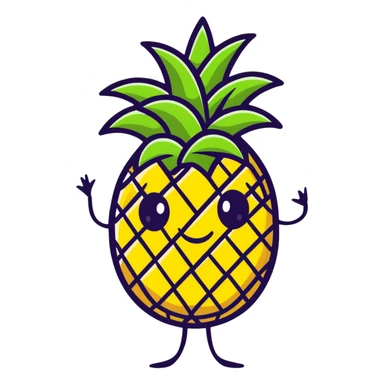 cute pineapple with smiling face sticker