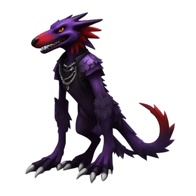 Black and purple and red edgy punk vernid-sergal full body sticker