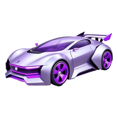 futuristic silver and purple cyberpunk car sticker